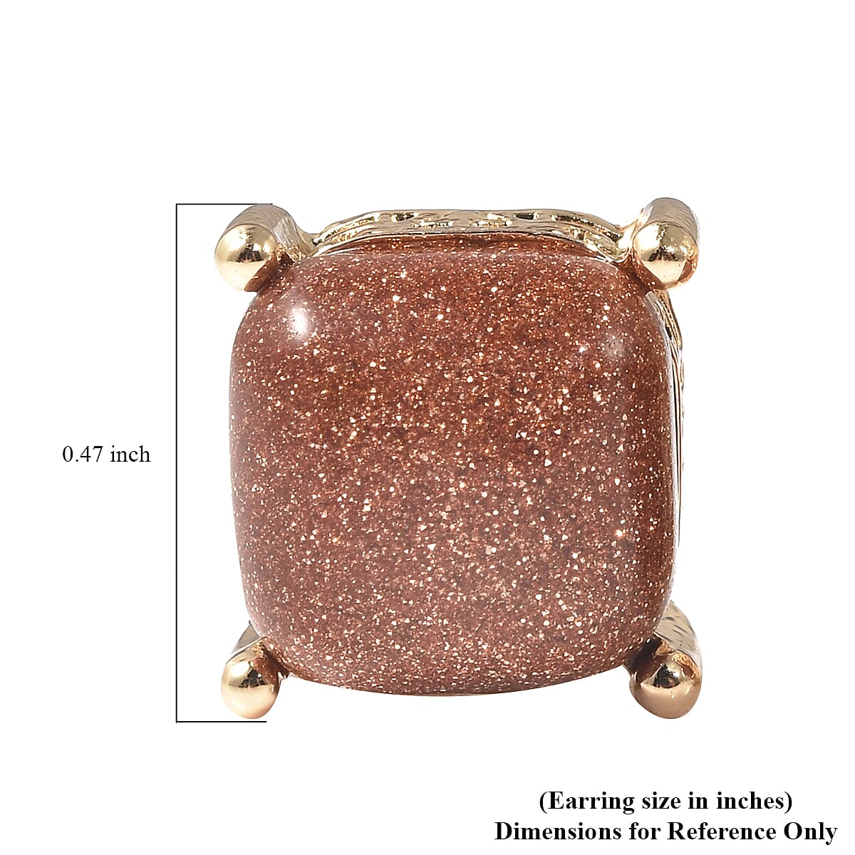 Gold Sandstone Button Shape Stud Earrings in Goldtone 2.00 ctw image number 4