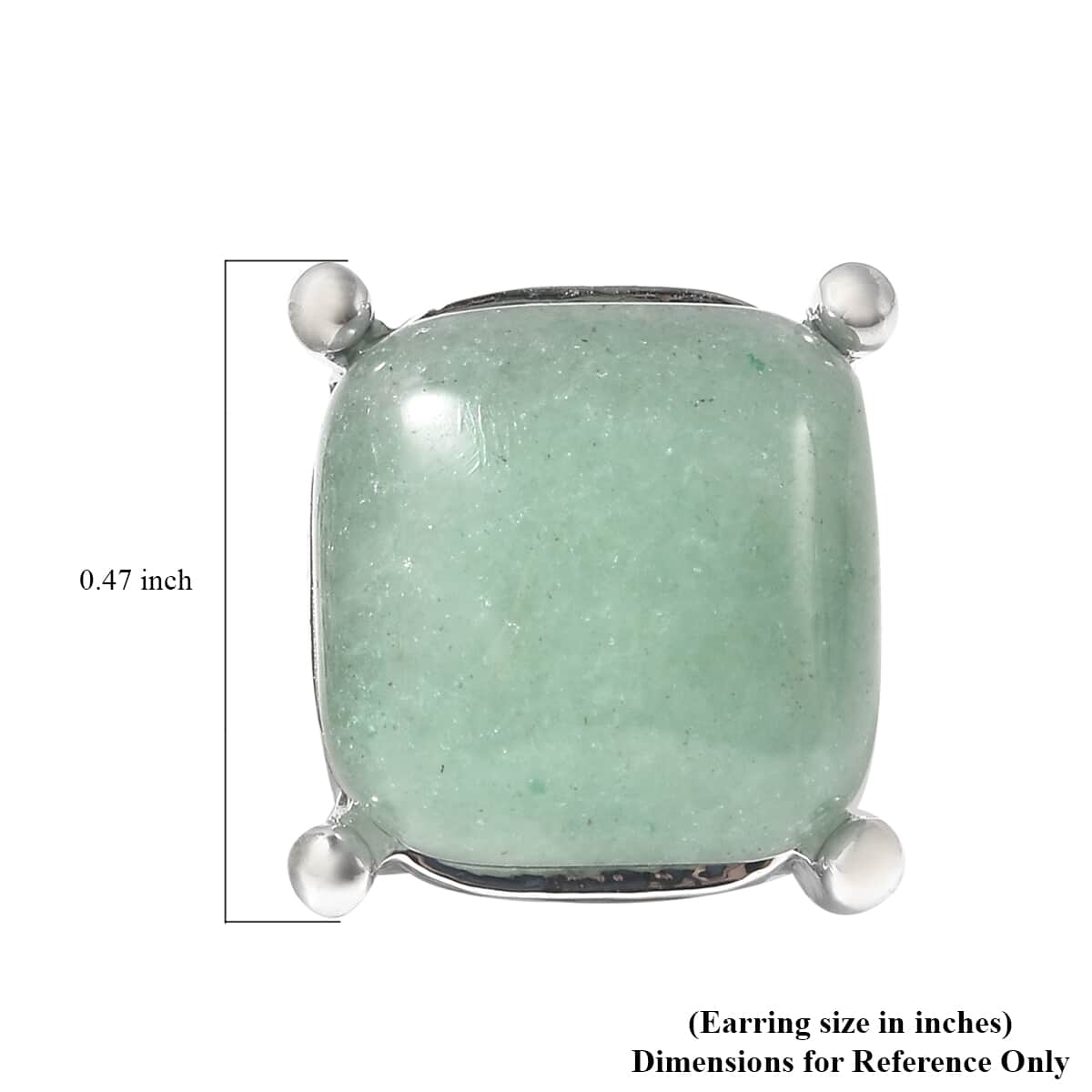 Green Aventurine Button Shape Stud Earrings in Silvertone 2.00 ctw image number 4