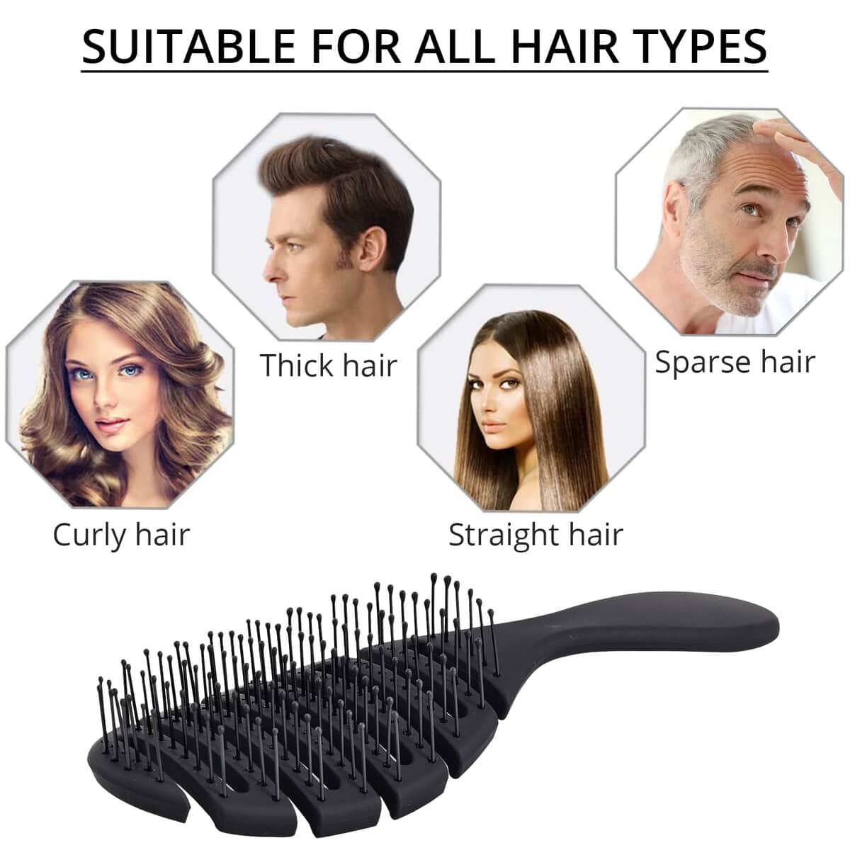 Black Flexible Hair Brush image number 3