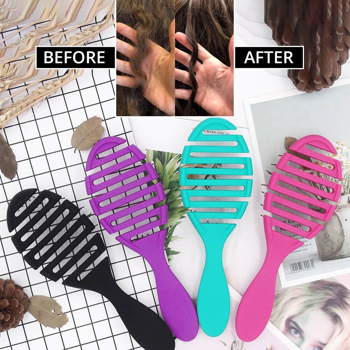Pink Flexible Hair Brush image number 1