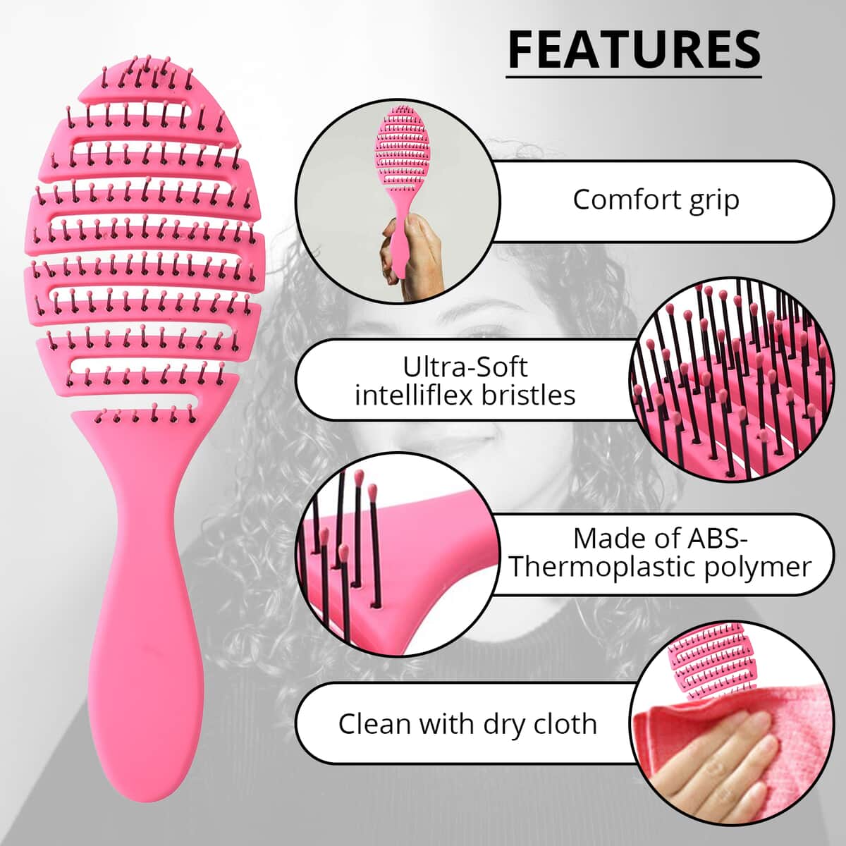 Pink Flexible Hair Brush image number 2