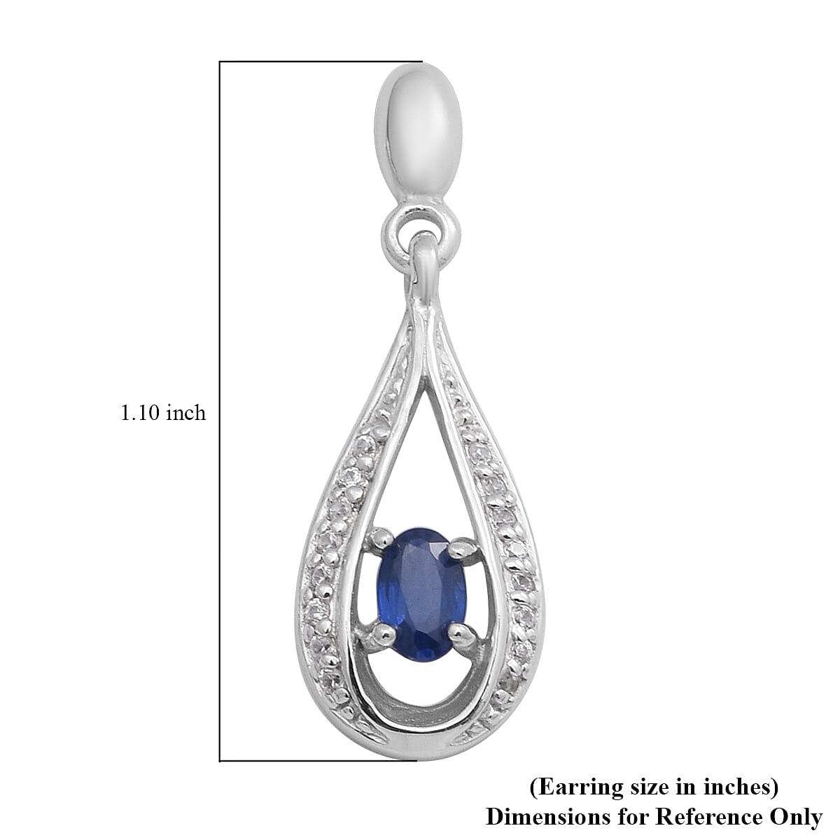 Ceylon Blue Sapphire and Natural White Zircon Earrings in Platinum Over Sterling Silver 0.90 ctw image number 3