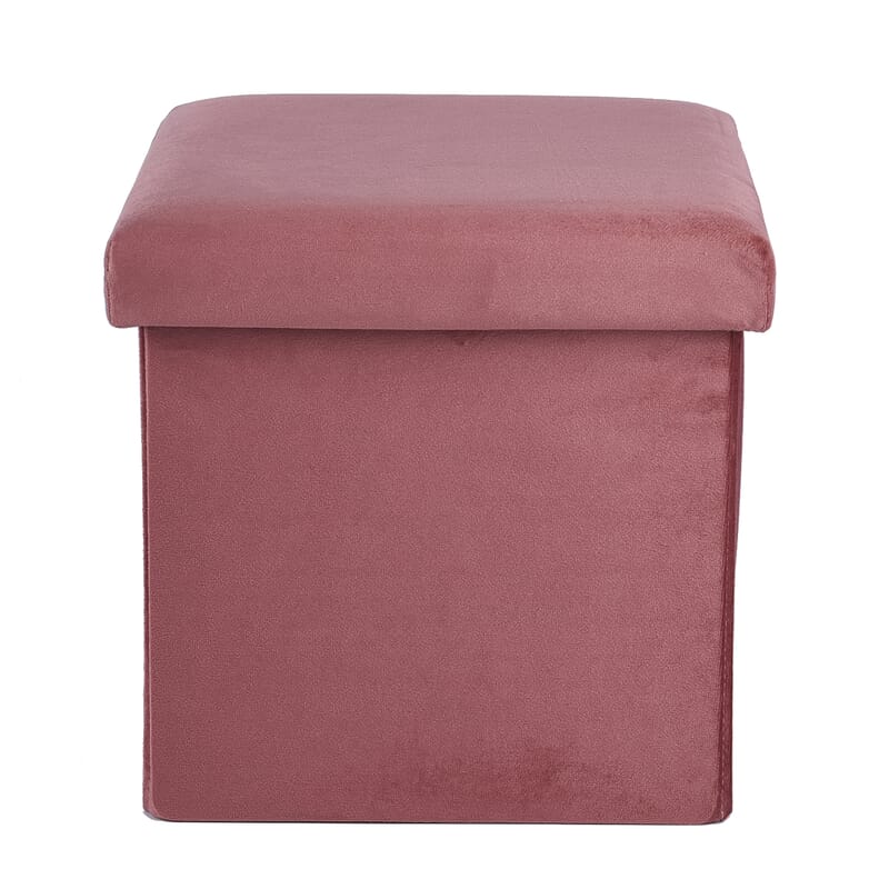 Pink Velvet Outer and Woven Inner Folding Ottoman