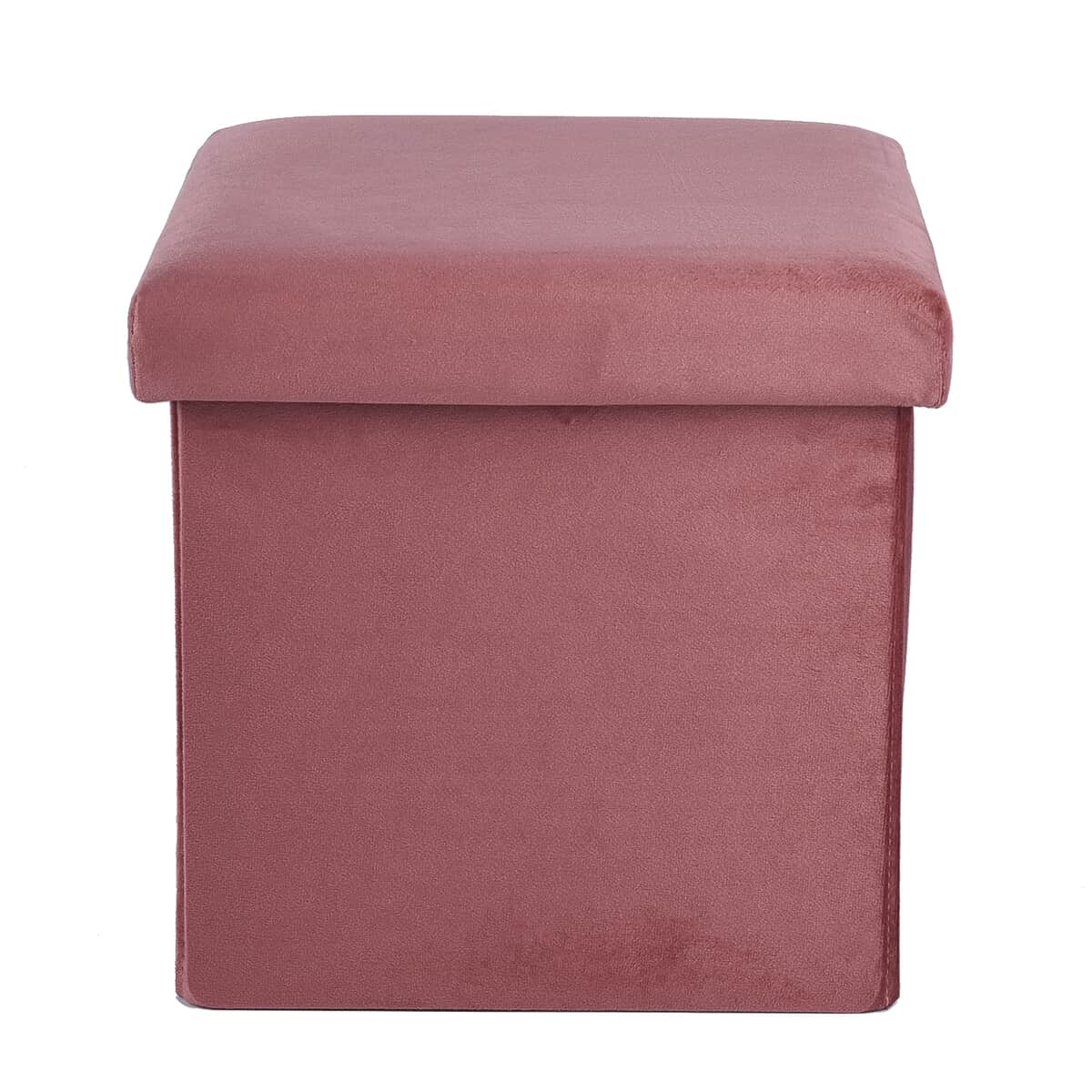Pink Velvet Outer and Woven Inner Folding Ottoman image number 0