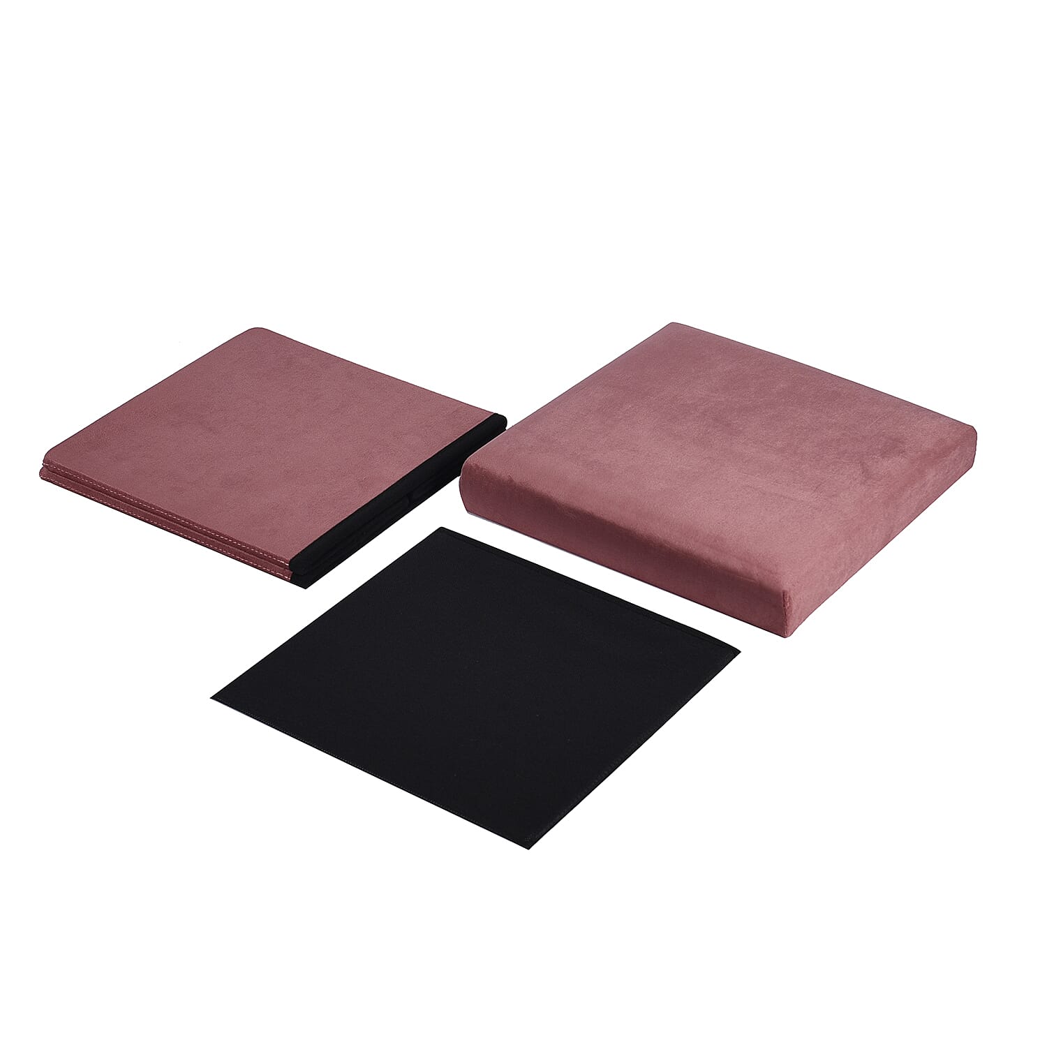 Pink Velvet Outer and Woven Inner Folding Ottoman