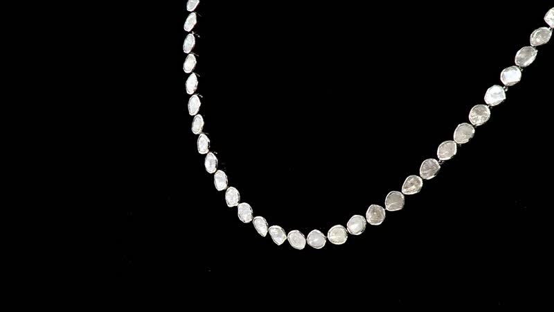 Polki Diamond Necklace 20 Inches in Platinum Over Sterling Silver (39.10 g) 14.00 ctw