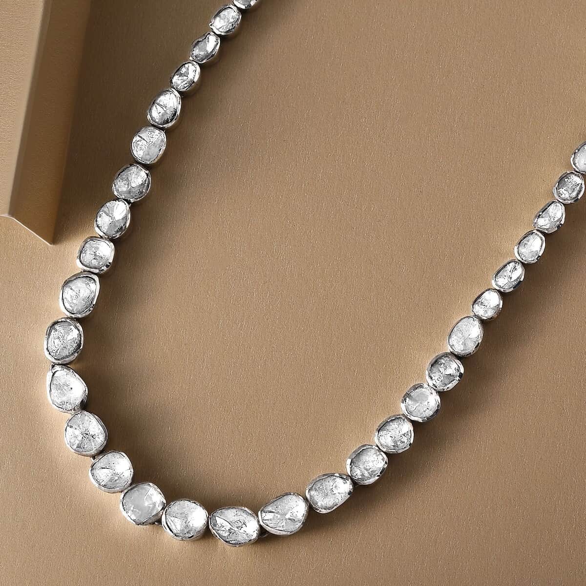 Artisan Crafted Polki Diamond Tennis Necklace 20 Inches in Platinum Over Sterling Silver 13.50 ctw image number 1