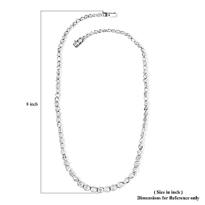 Artisan Crafted Polki Diamond 13.50 ctw Tennis Necklace 20 Inches in Platinum Over Sterling Silver