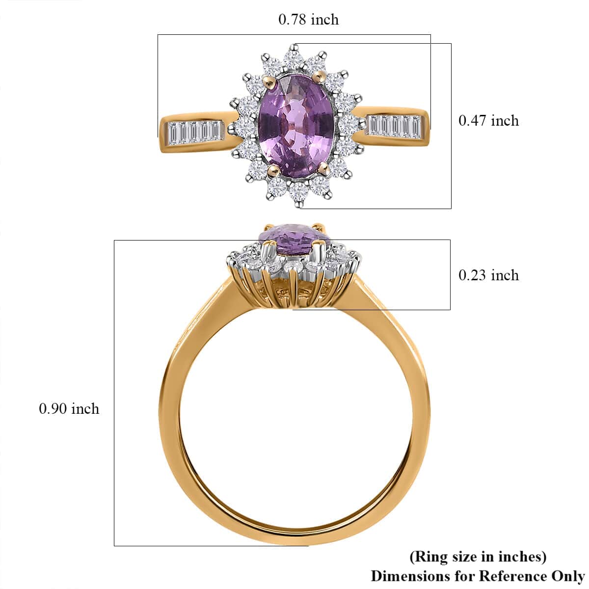 LUXORO 10K Yellow Gold AAA Purple Sapphire, Diamond (0.30 cts) Halo Ring 1.15 ctw image number 5