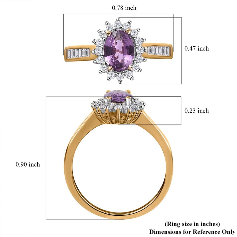 Luxoro 10K Yellow Gold AAA Purple Sapphire and Diamond Halo Ring (Size 10.0) 1.15 ctw