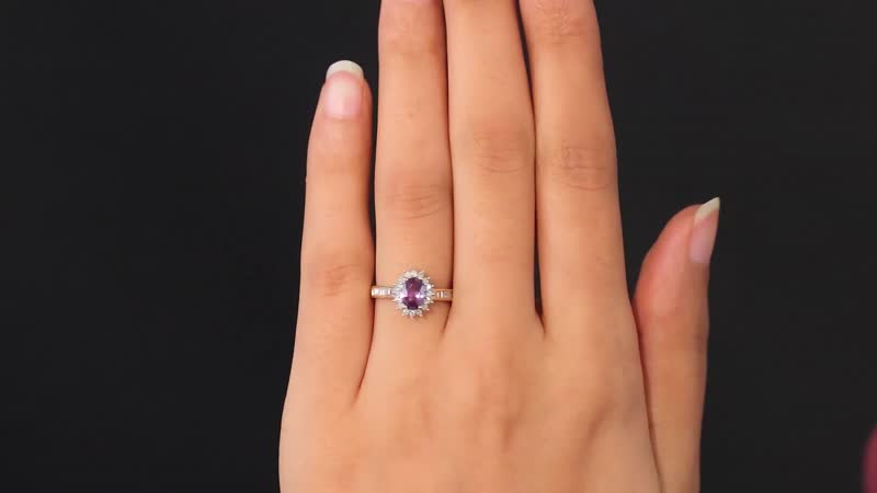 LUXORO 10K Yellow Gold AAA Purple Sapphire, Diamond (0.30 cts) Halo Ring 1.15 ctw