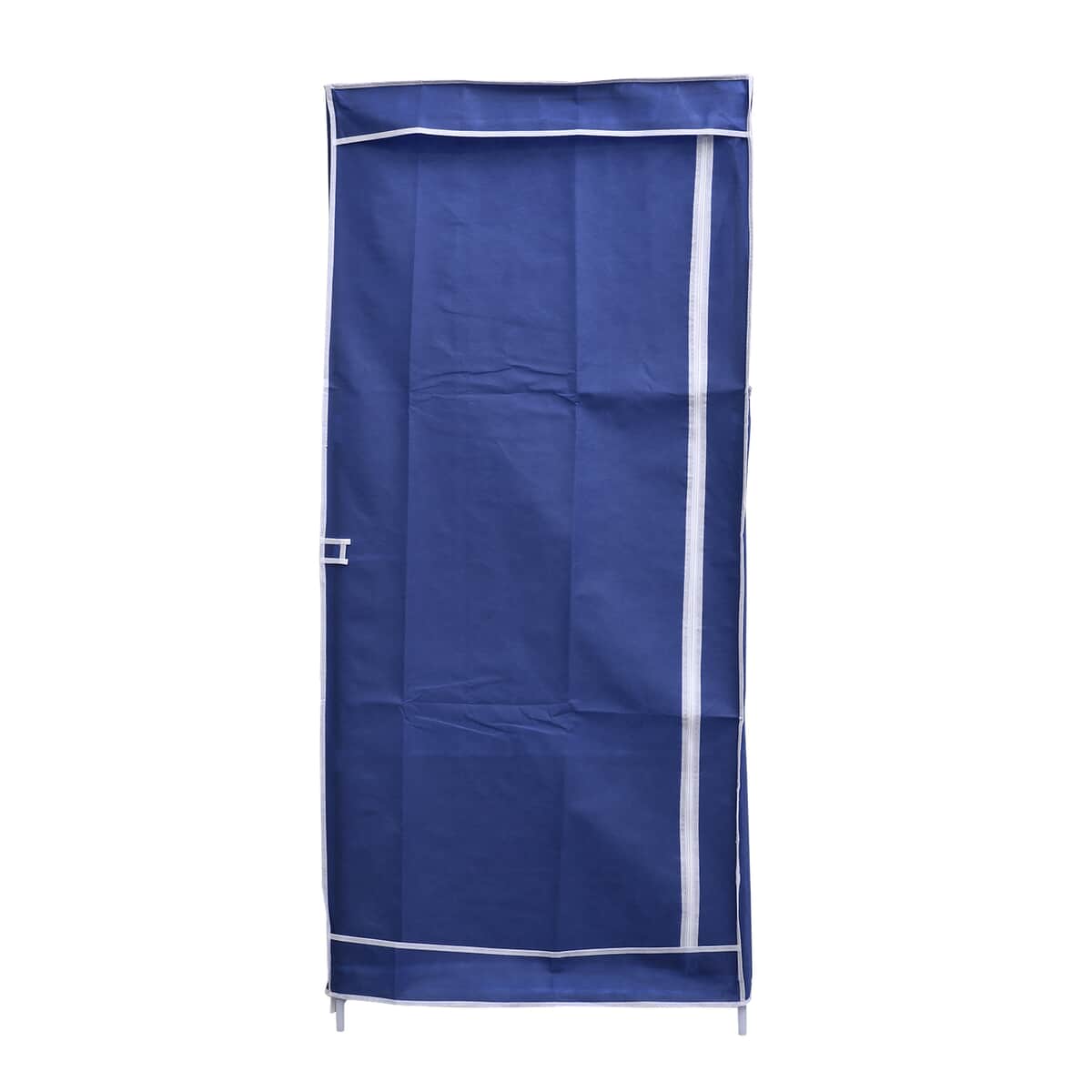 Blue Collapsible Wardrobe with 2 Outer pockets and Zippered Door (27"x17"X59") (Non-Woven Fabric) image number 0