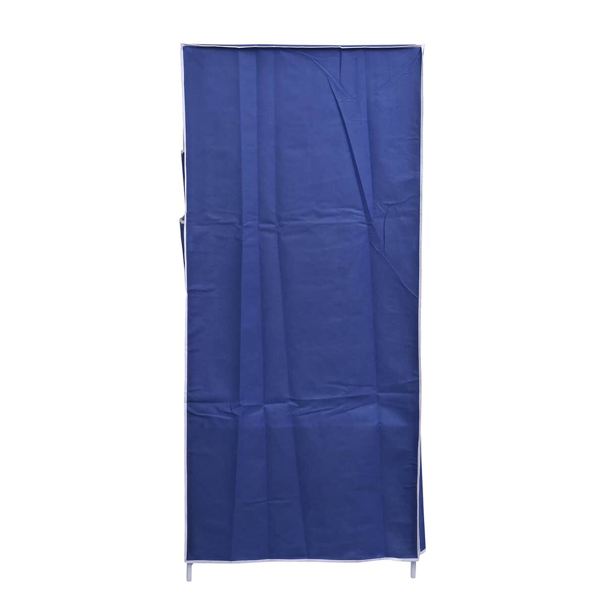 Blue Collapsible Wardrobe with 2 Outer pockets and Zippered Door (27"x17"X59") (Non-Woven Fabric) image number 4