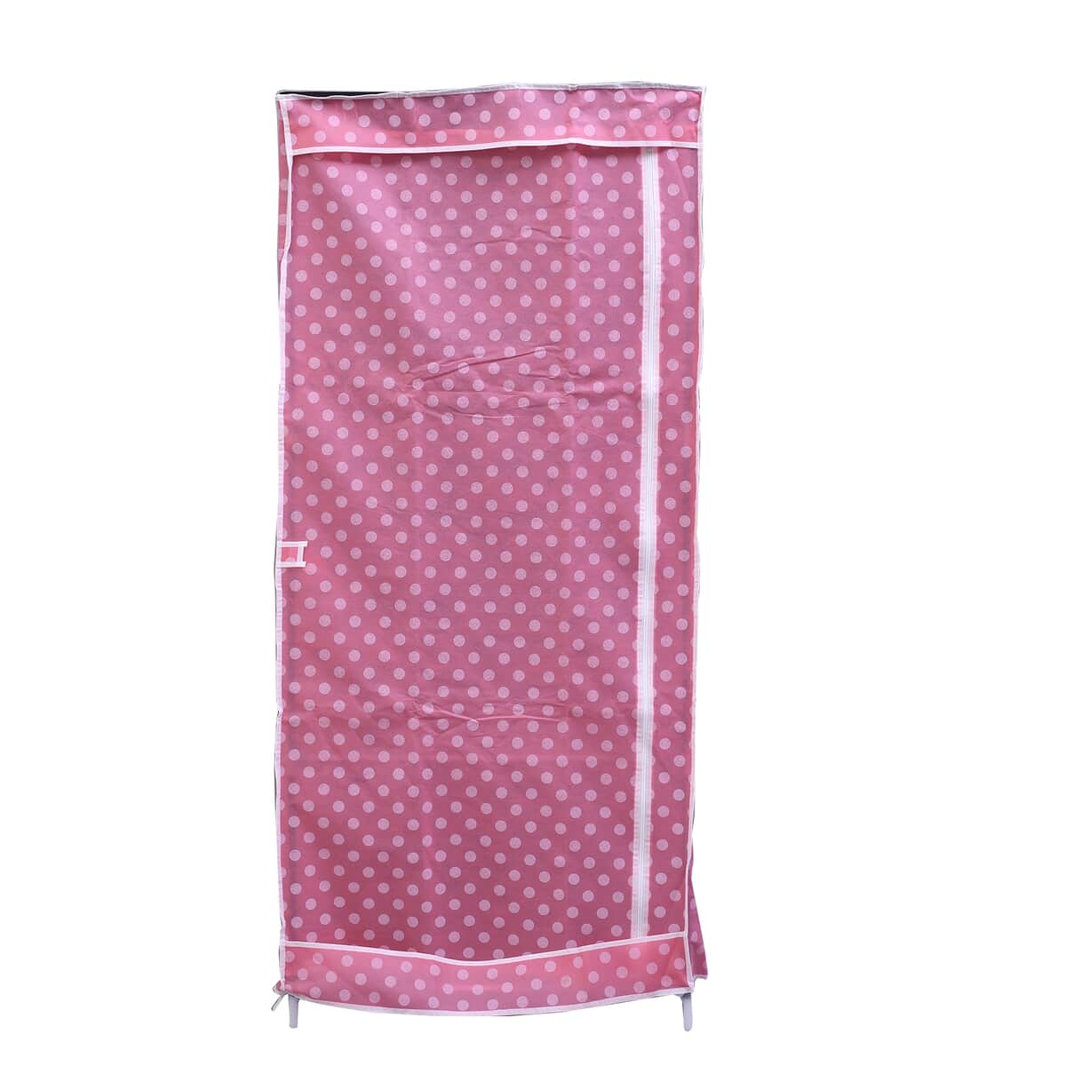 Pink Collapsible Wardrobe with 2 Outer pockets and Zippered Door (Non-Woven Fabric) image number 0