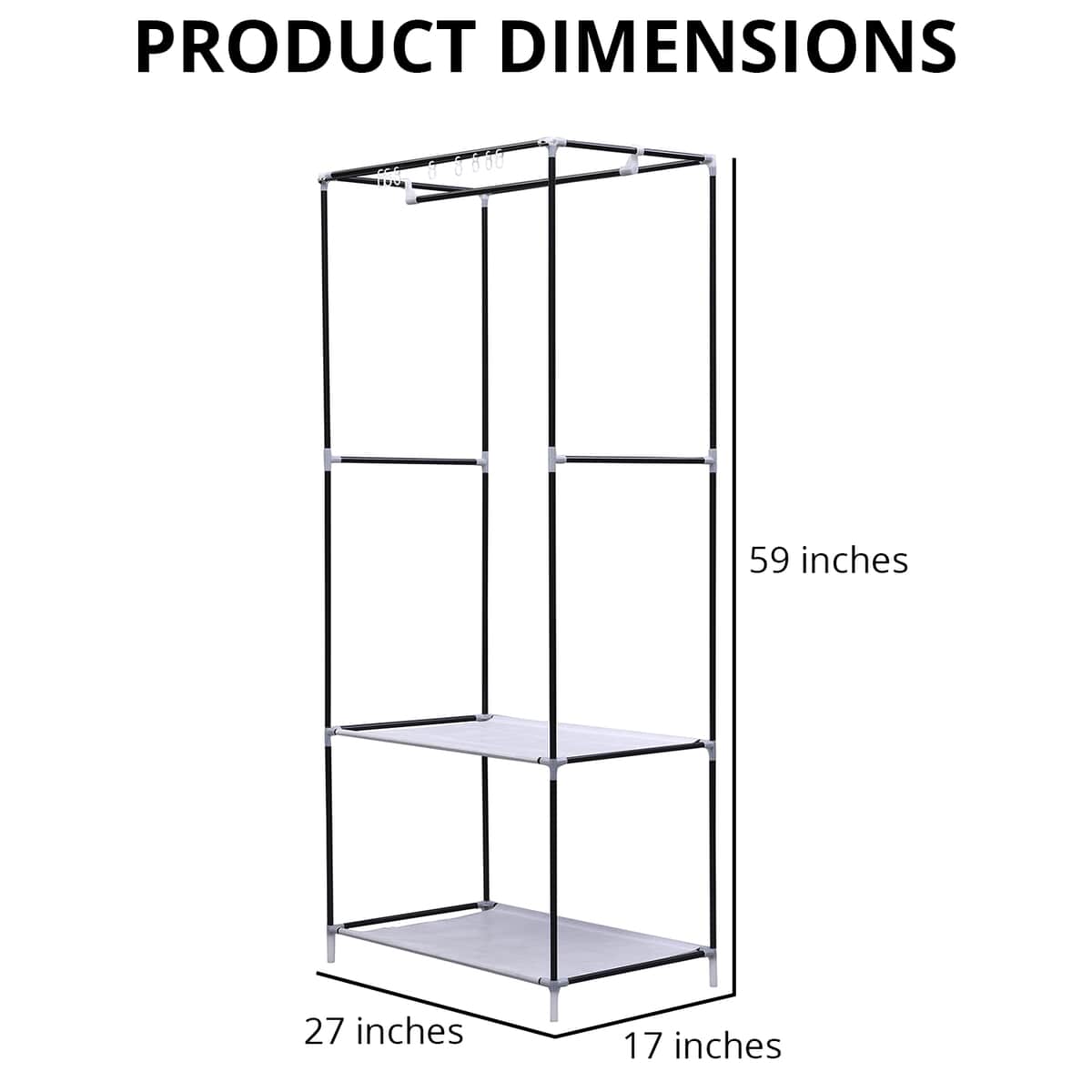 Pink Collapsible Wardrobe with 2 Outer pockets and Zippered Door (Non-Woven Fabric) image number 3