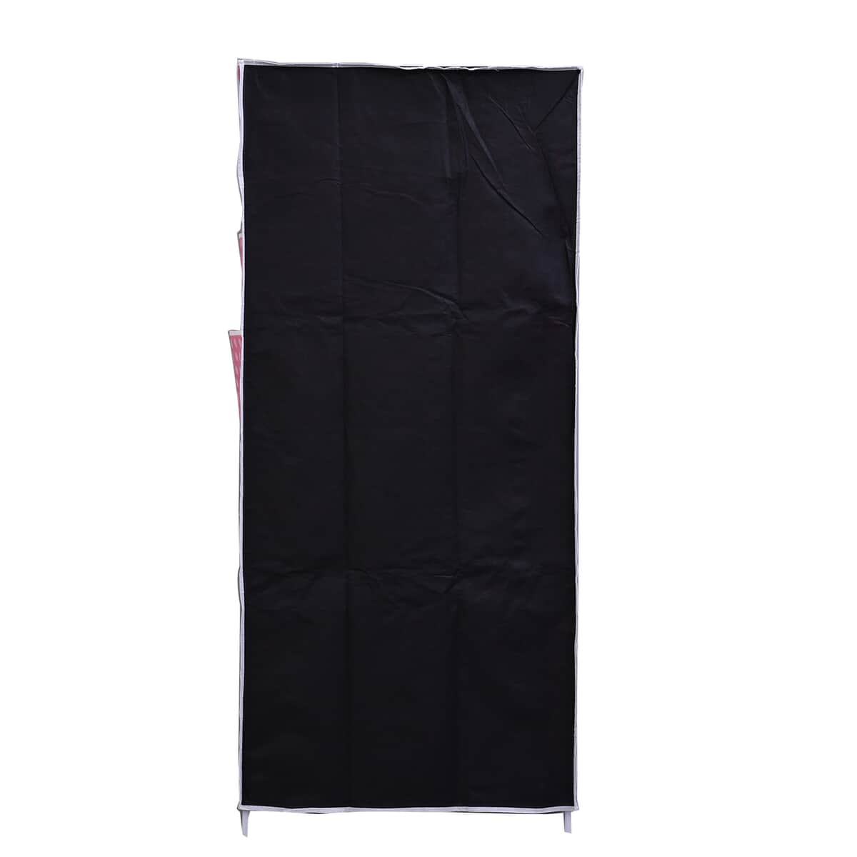 Pink Collapsible Wardrobe with 2 Outer pockets and Zippered Door (Non-Woven Fabric) image number 4