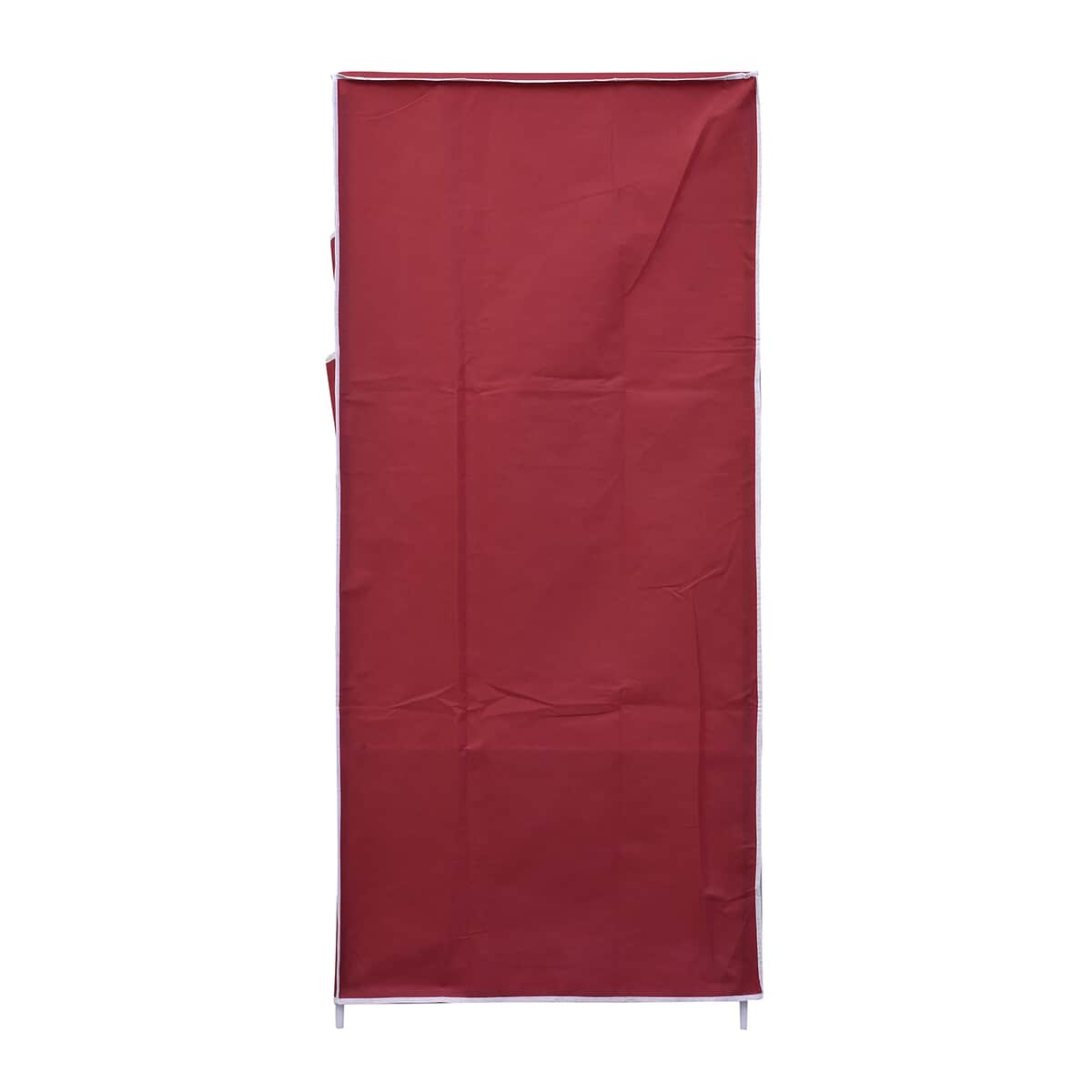 Red Collapsible Wardrobe with 2 Outer pockets and Zippered Door (Non-Woven Fabric) image number 4