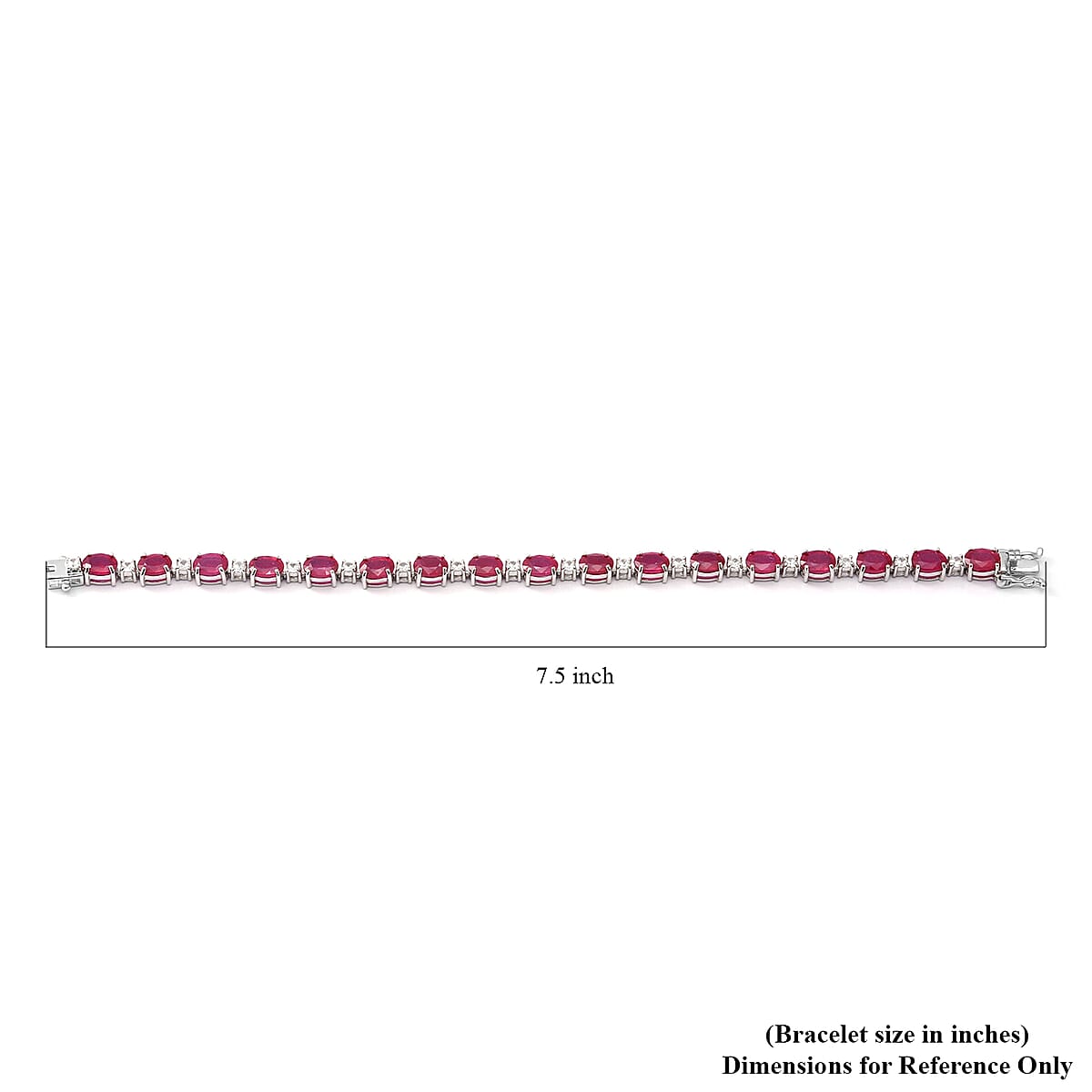 Niassa Ruby (FF) and Natural White Zircon Bracelet in Platinum Over Sterling Silver (7.25 In) 9.50 Grams 21.75 ctw image number 2