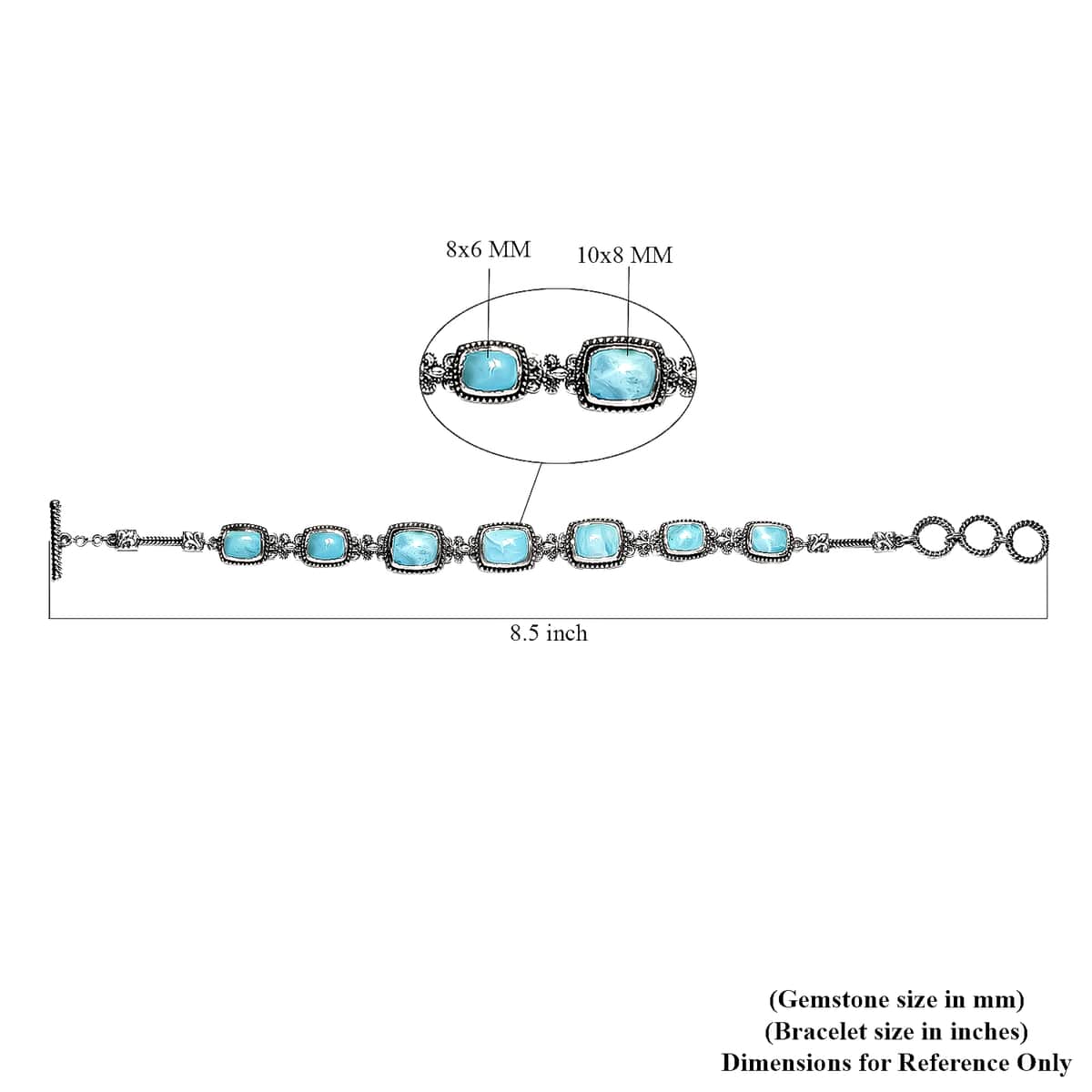 Artisan Crafted Larimar Bracelet in Sterling Silver (7.25 In) (16.45 g) 17.25 ctw image number 4