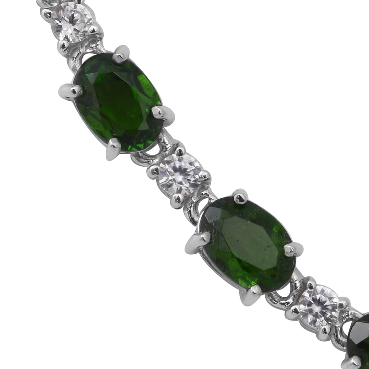 Natural Chrome Diopside and Natural White Zircon Necklace 18 Inches in Platinum Over Sterling Silver 9.40 Grams 17.75 ctw image number 2