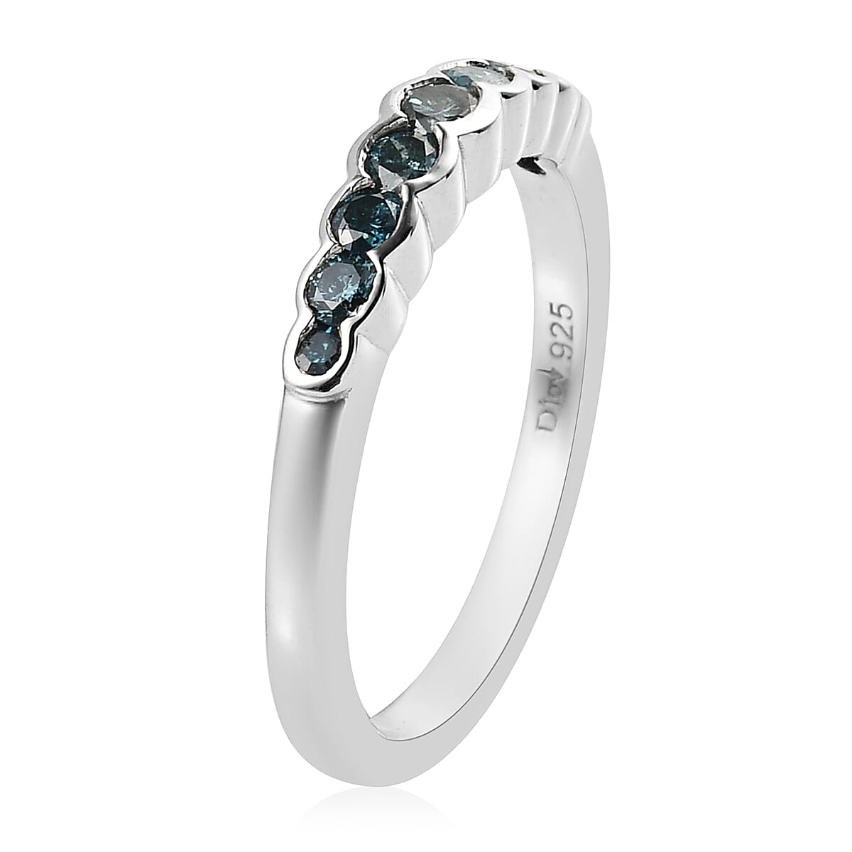 Venice Blue Diamond I1-I2 Band Ring in Platinum Over Sterling Silver (Size 7.0) 0.33 ctw image number 3