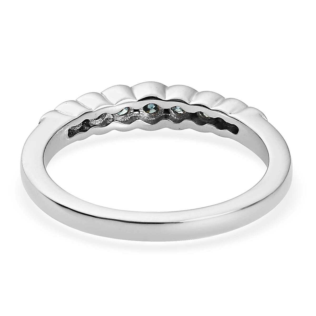 Venice Blue Diamond I1-I2 Band Ring in Platinum Over Sterling Silver (Size 7.0) 0.33 ctw image number 4