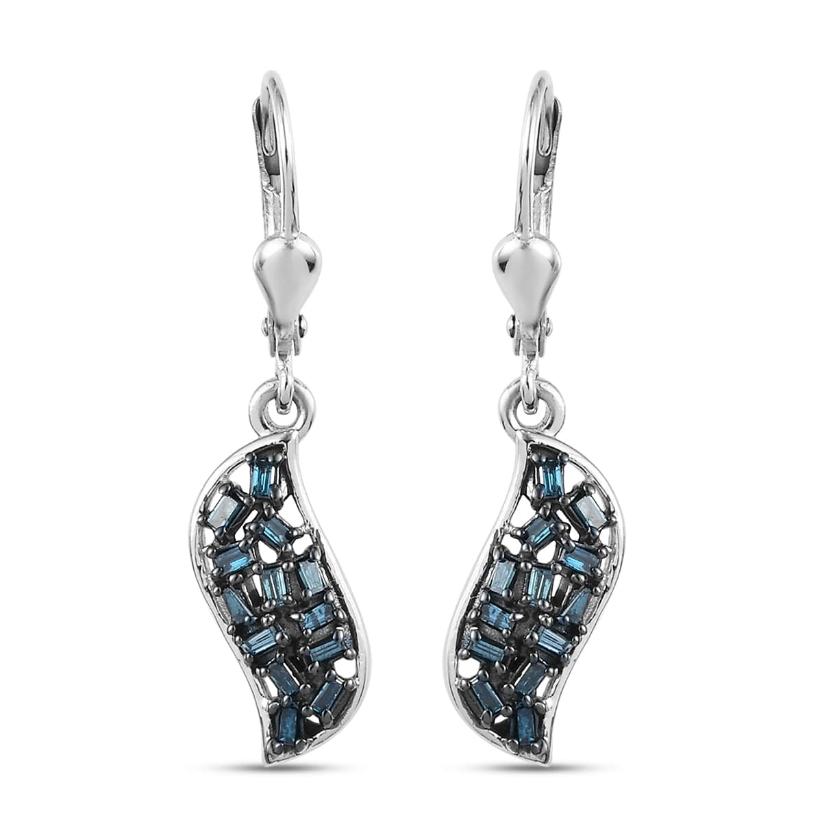 Venice Blue Diamond I1-I2 Lever Back Earrings in Platinum Over Sterling Silver 0.33 ctw image number 0