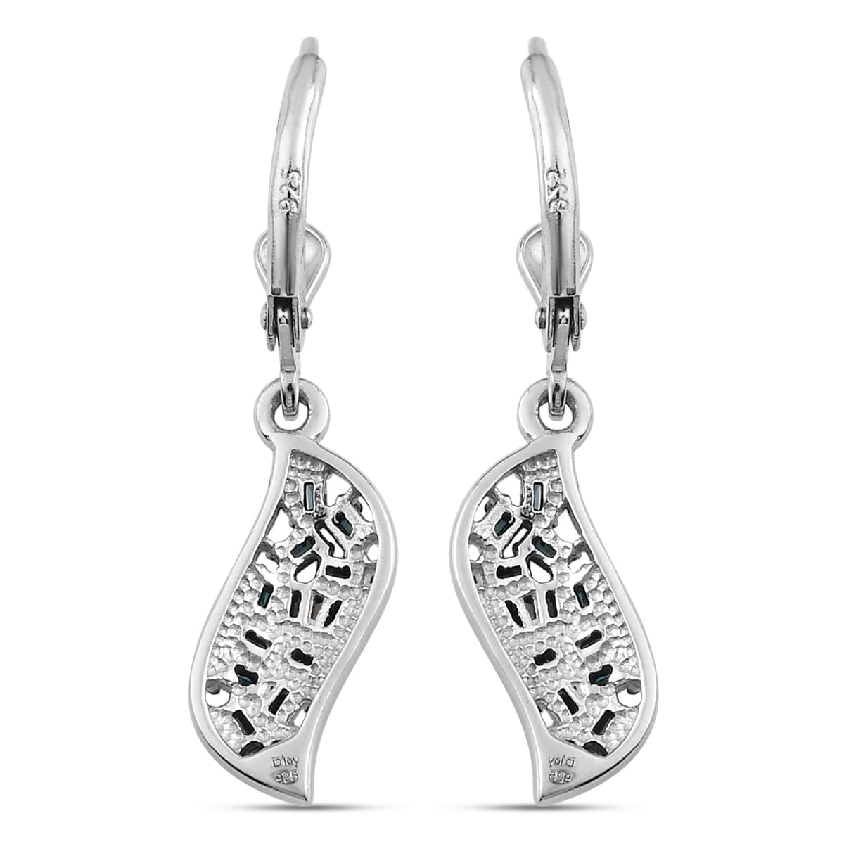 Venice Blue Diamond I1-I2 Lever Back Earrings in Platinum Over Sterling Silver 0.33 ctw image number 3