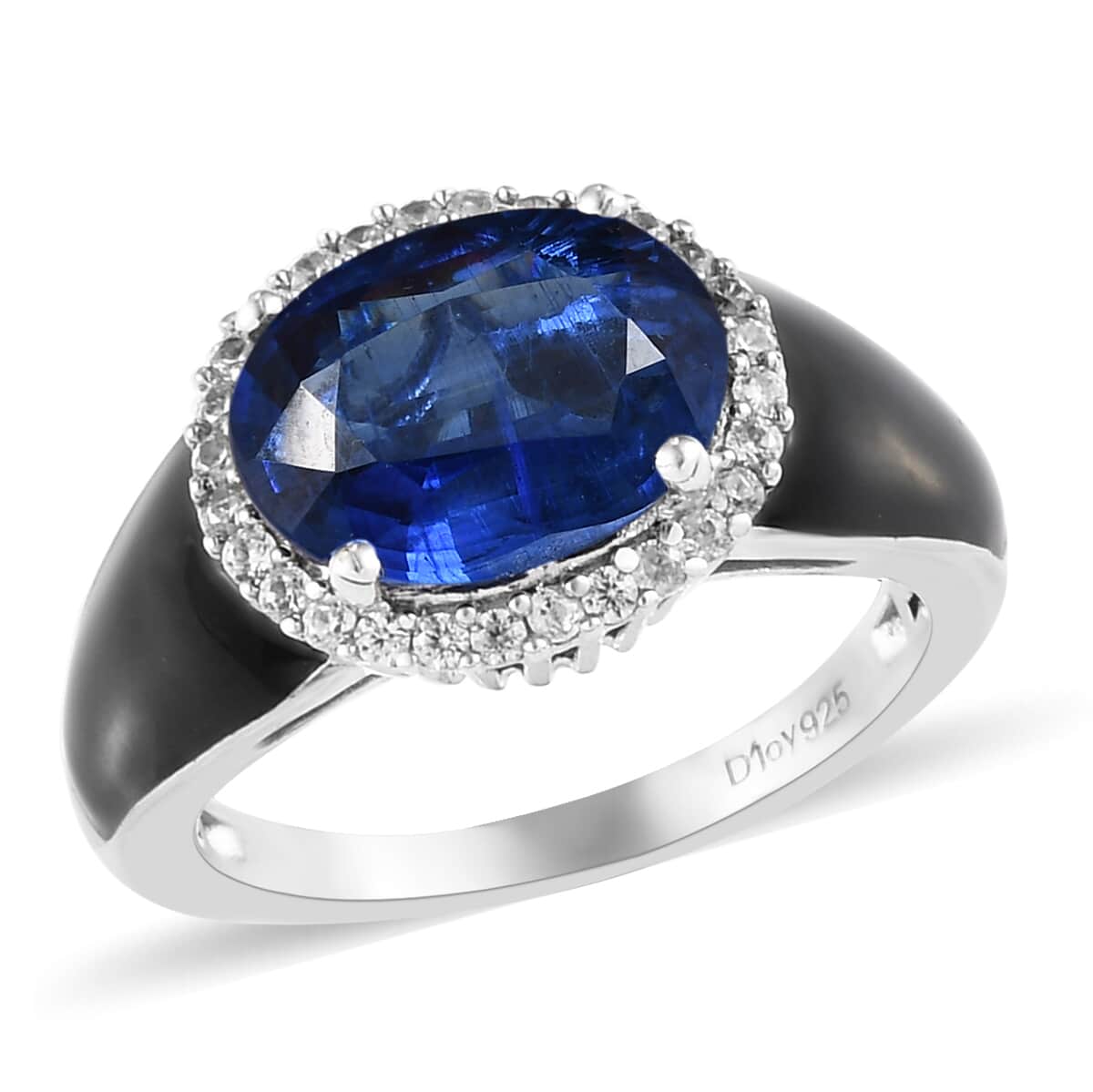 Kashmir Kyanite and Natural White Zircon Ring in Platinum Over Sterling Silver 5.40 ctw image number 0
