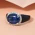 Kashmir Kyanite and Natural White Zircon, Black Enameled Chunky Ring in Platinum Over Sterling Silver (Size 7.0) 4.85 ctw image number 1