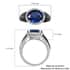 Kashmir Kyanite and Natural White Zircon, Black Enameled Chunky Ring in Platinum Over Sterling Silver (Size 7.0) 4.85 ctw image number 5