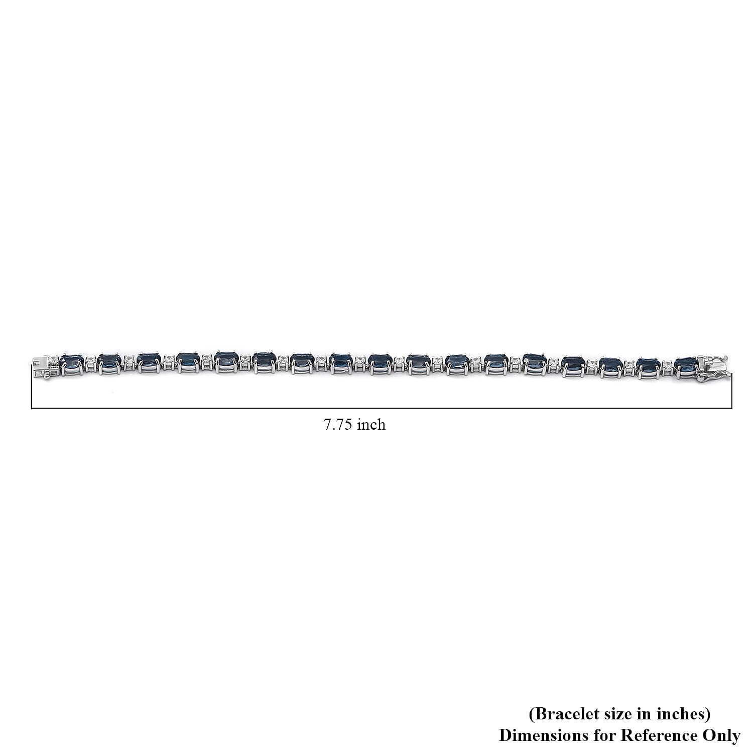 London Blue Topaz and Natural White Zircon Bracelet in Platinum Over Sterling Silver (7.25 In) 9.80 Grams 18.35 ctw