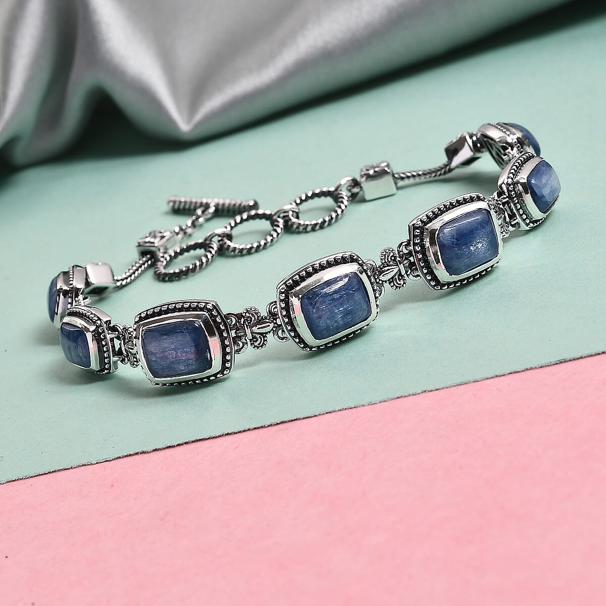 Artisan Crafted Moon Kyanite Bracelet in Sterling Silver, Gemstone Bracelet For Women, Gifts For Her 7.25 Inches 19.50 ctw image number 1