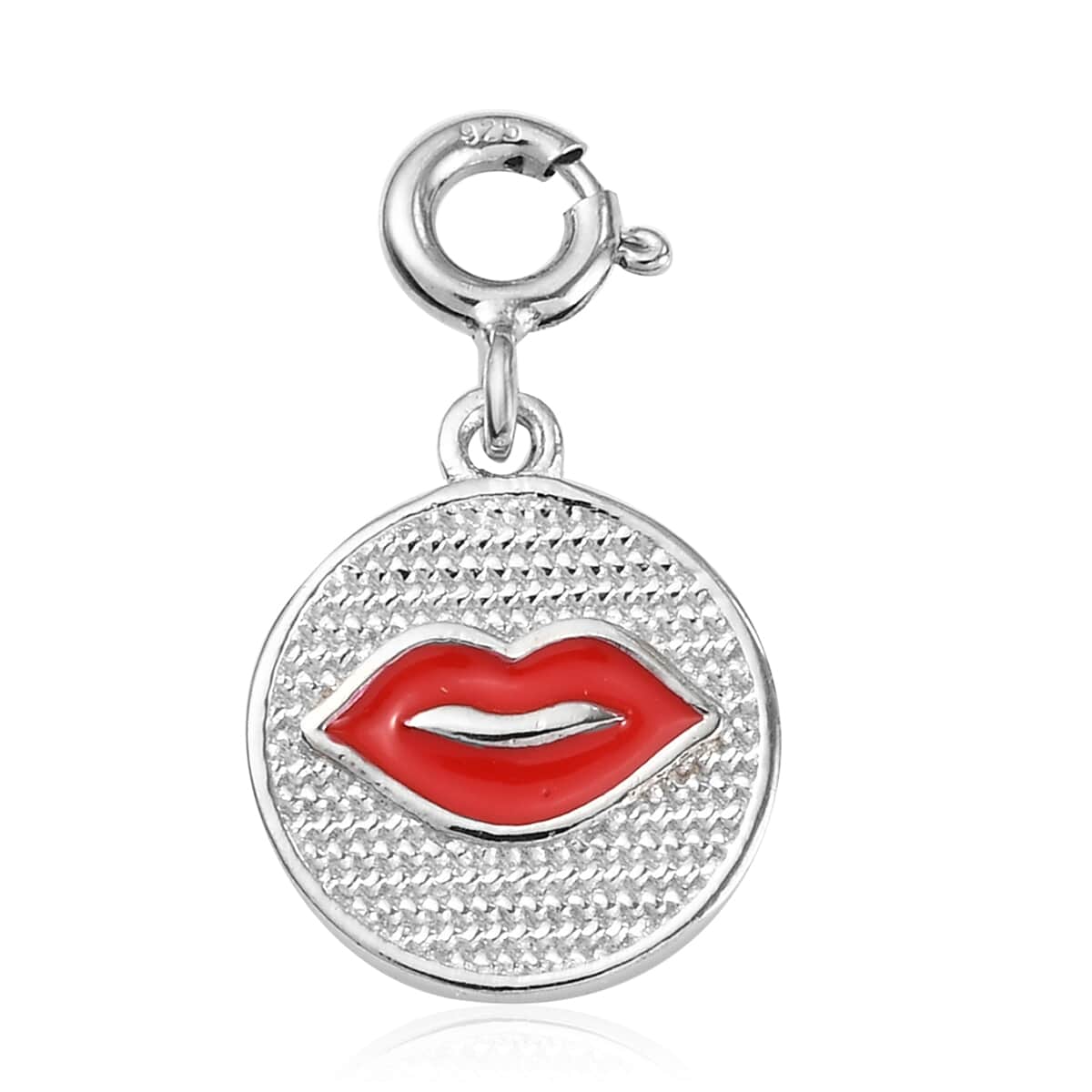 Platinum Over Sterling Silver and Enameled Lip Charm image number 0