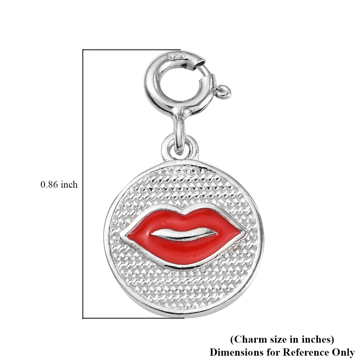 Platinum Over Sterling Silver and Enameled Lip Charm image number 5