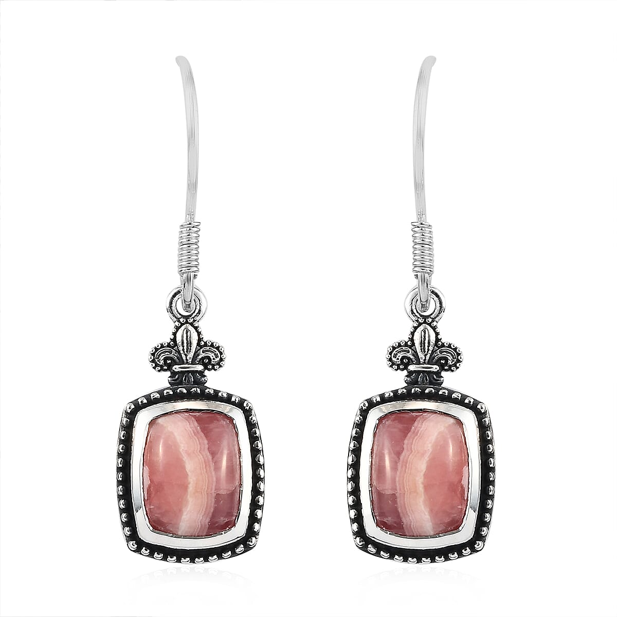 Artisan Crafted Argentinian Rhodochrosite Earrings in Sterling Silver 7.50 ctw