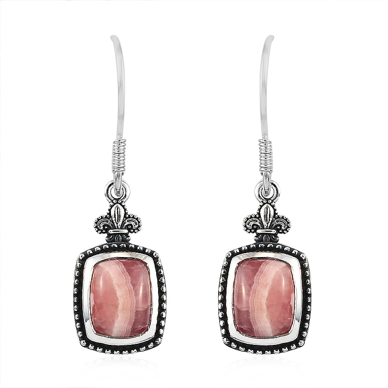 Artisan Crafted Argentinian Rhodochrosite Earrings in Sterling Silver 7.50 ctw