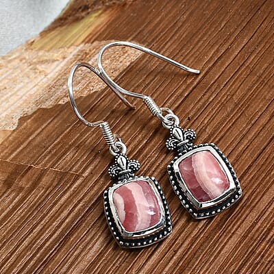 Artisan Crafted Argentinian Rhodochrosite Earrings in Sterling Silver 7.50 ctw