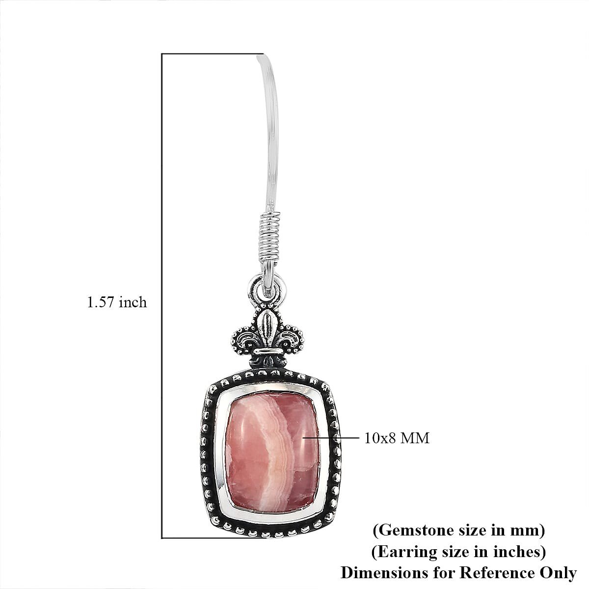 Artisan Crafted Argentinian Rhodochrosite Earrings in Sterling Silver 7.50 ctw image number 4