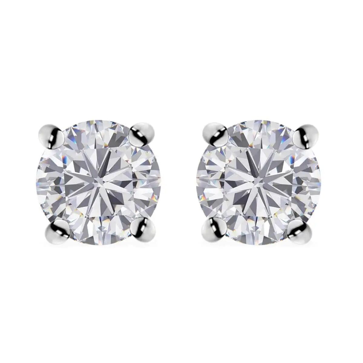 Moissanite Solitaire Stud Earrings in Platinum Over Sterling Silver 1.85 ctw image number 0