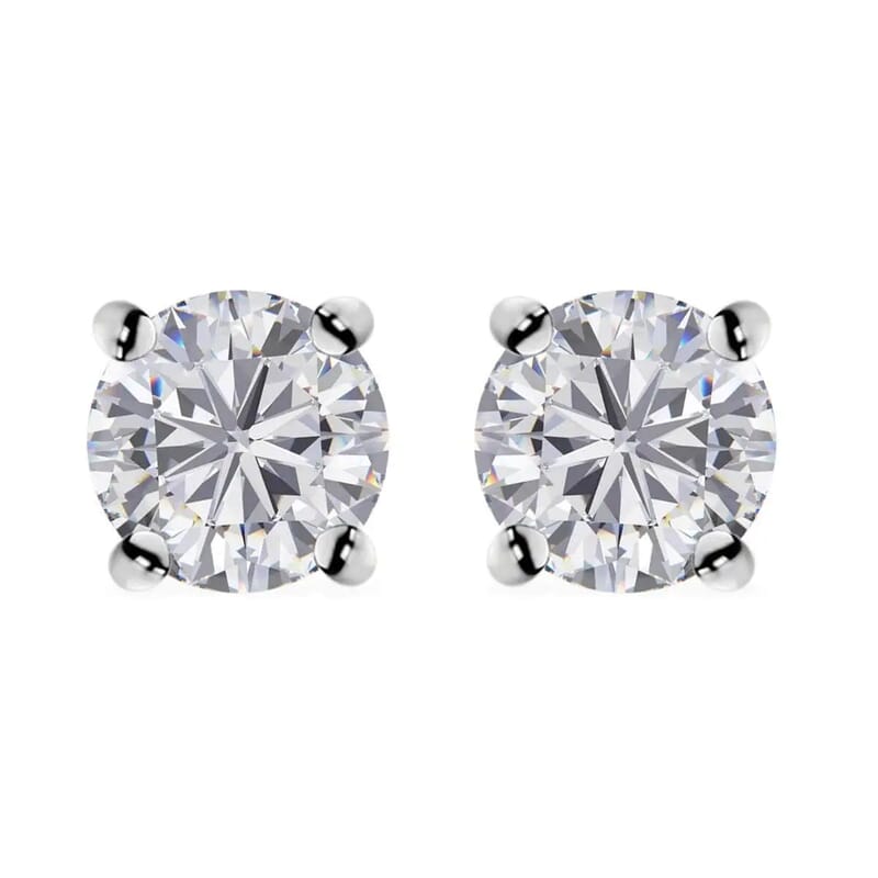Moissanite Solitaire Stud Earrings in Platinum Over Sterling Silver 1.85 ctw