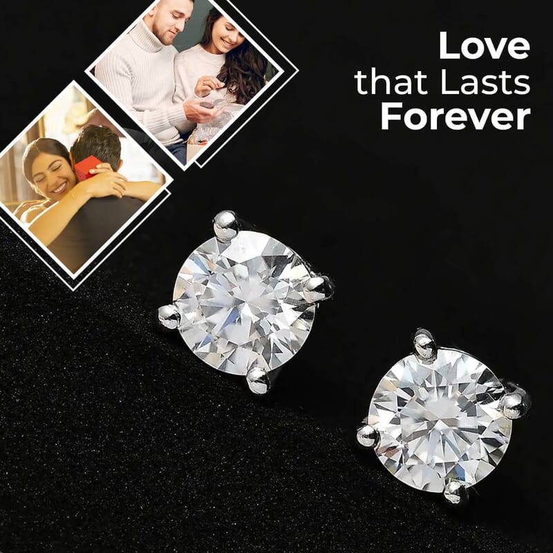 Moissanite Solitaire Stud Earrings in Platinum Over Sterling Silver 1.85 ctw