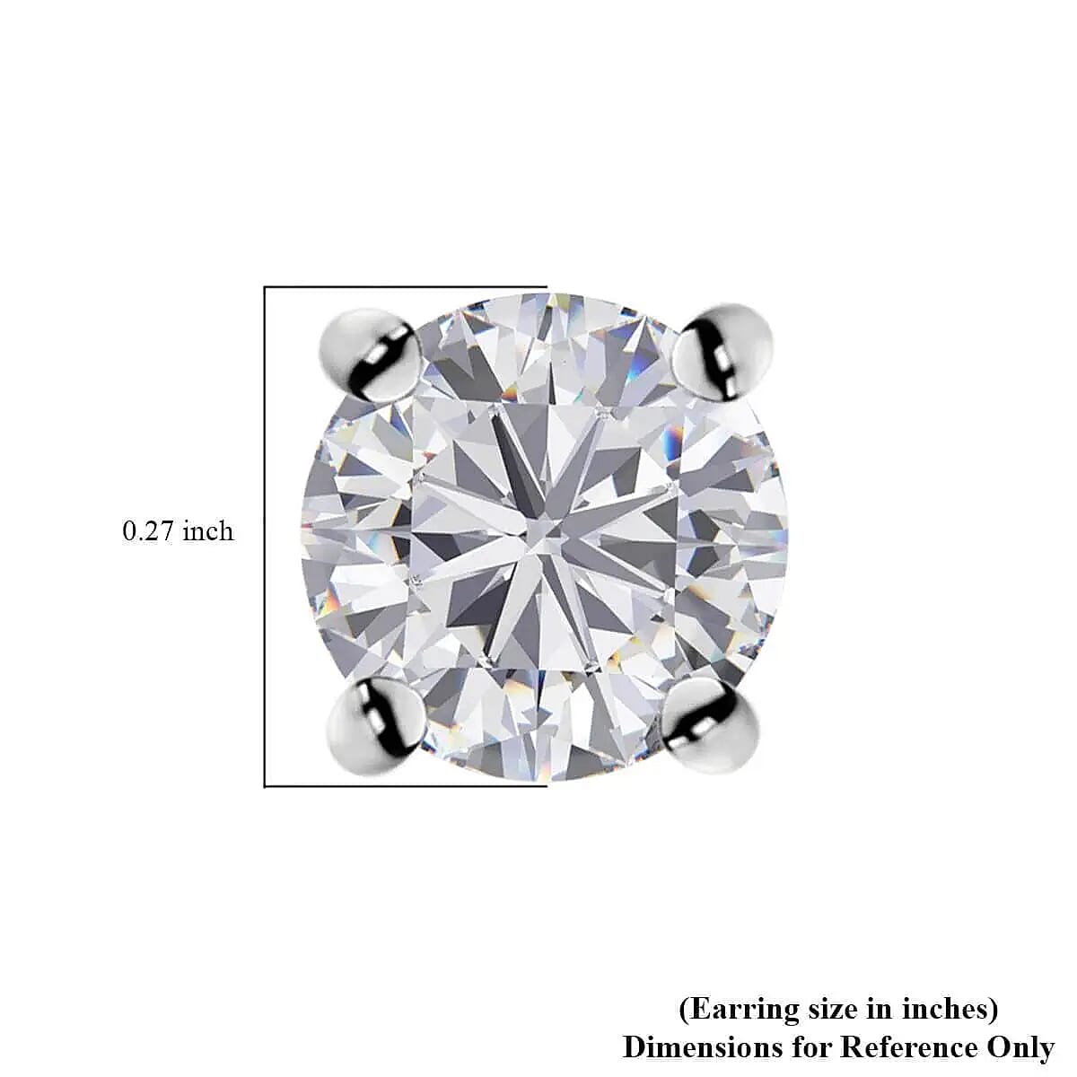Moissanite Solitaire Stud Earrings in Platinum Over Sterling Silver 1.85 ctw