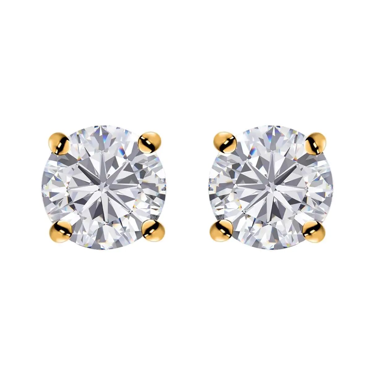 Moissanite Solitaire Stud Earrings in Vermeil Yellow Gold Over Sterling Silver 1.85 ctw image number 0