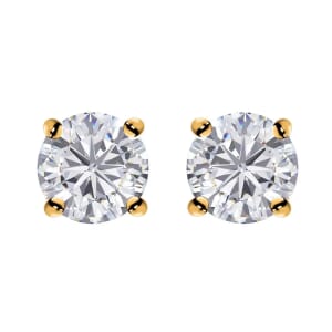 Moissanite Solitaire Stud Earrings in Vermeil Yellow Gold Over Sterling Silver 1.85 ctw