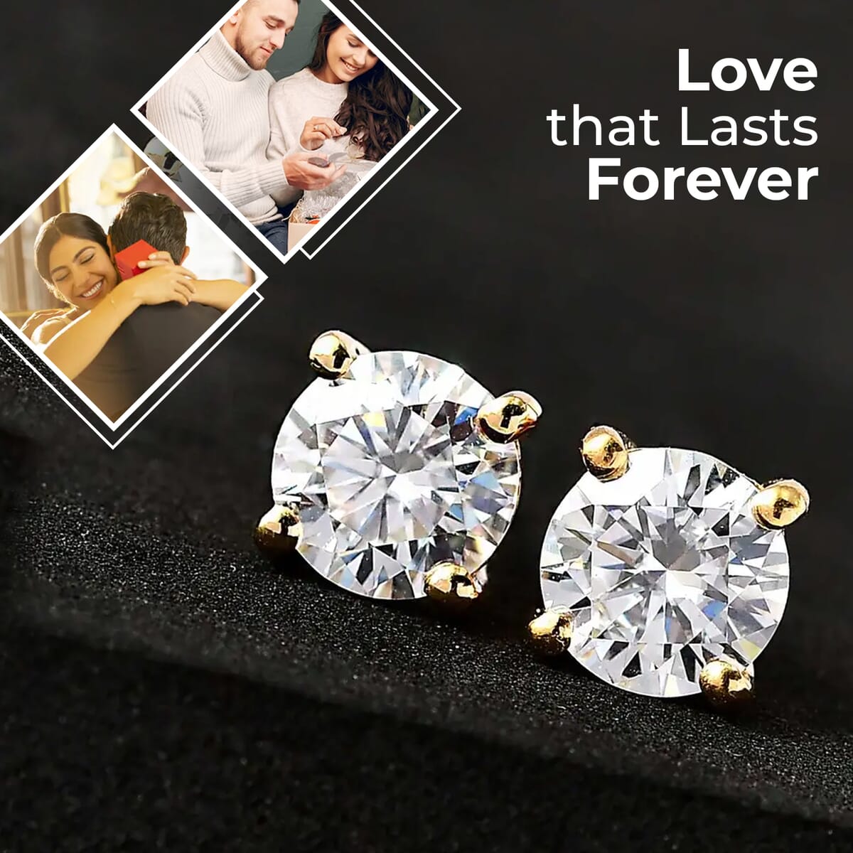 Moissanite Solitaire Stud Earrings in Vermeil Yellow Gold Over Sterling Silver 1.85 ctw image number 1