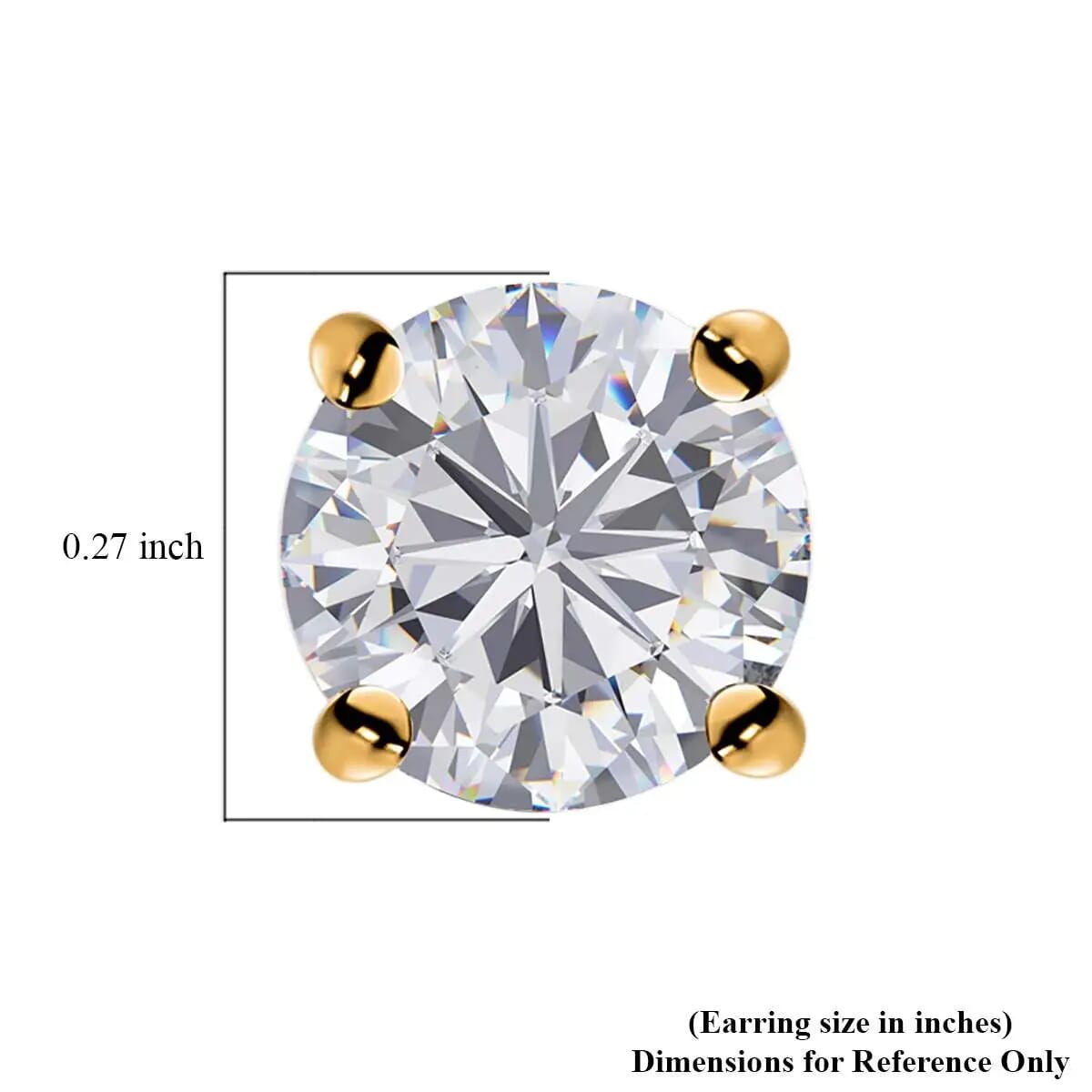 Moissanite Solitaire Stud Earrings in Vermeil Yellow Gold Over Sterling Silver 1.85 ctw image number 6