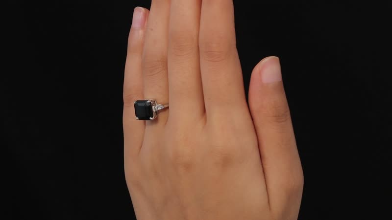 Australian Black Tourmaline and White Topaz Ring in Platinum Over Sterling Silver 5.25 ctw
