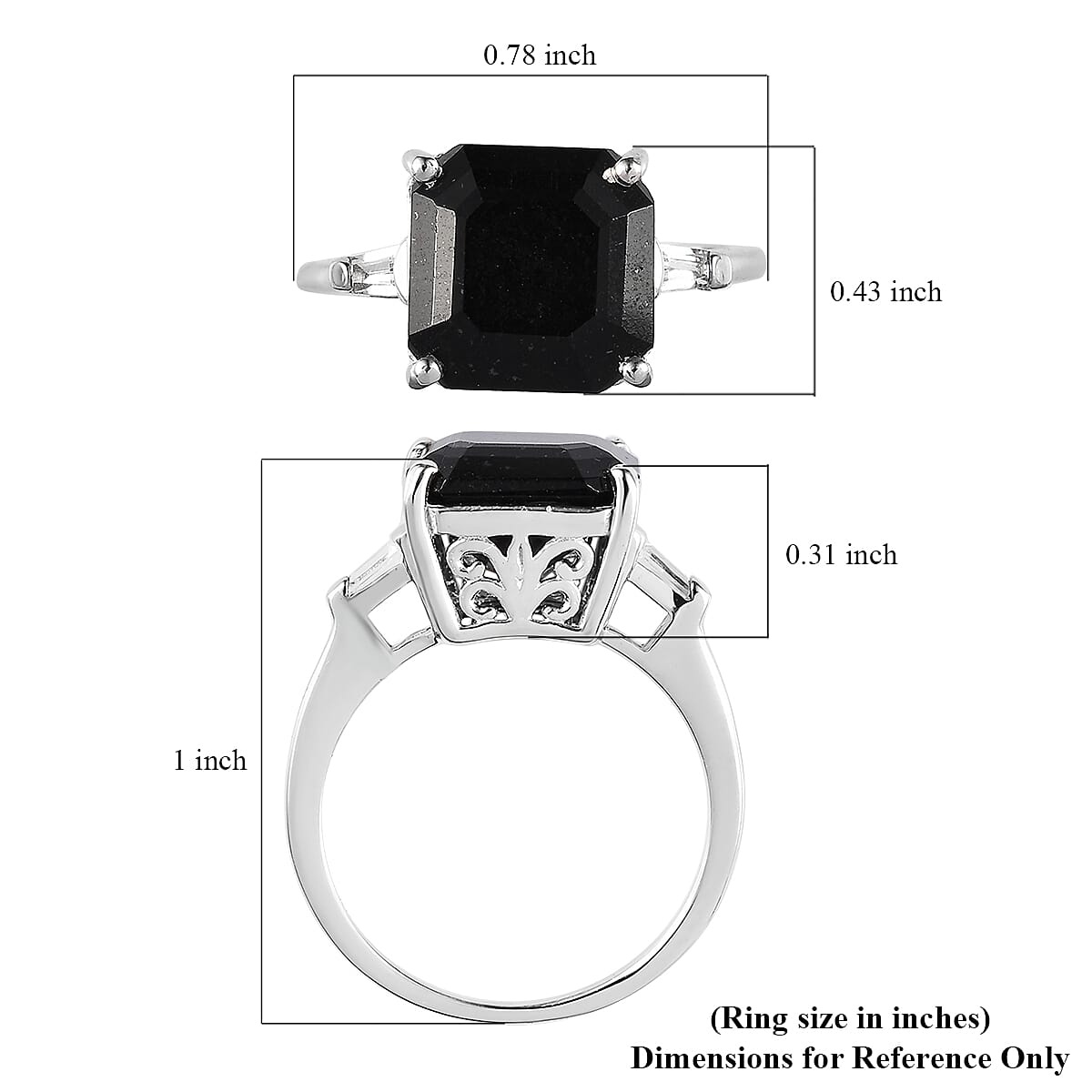 Black Tourmaline and White Topaz Ring in Platinum Over Sterling Silver (Size 10.0) 4.35 ctw