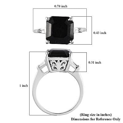 Australian Black Tourmaline and White Topaz Ring in Platinum Over Sterling Silver (Size 11.0) 4.35 ctw